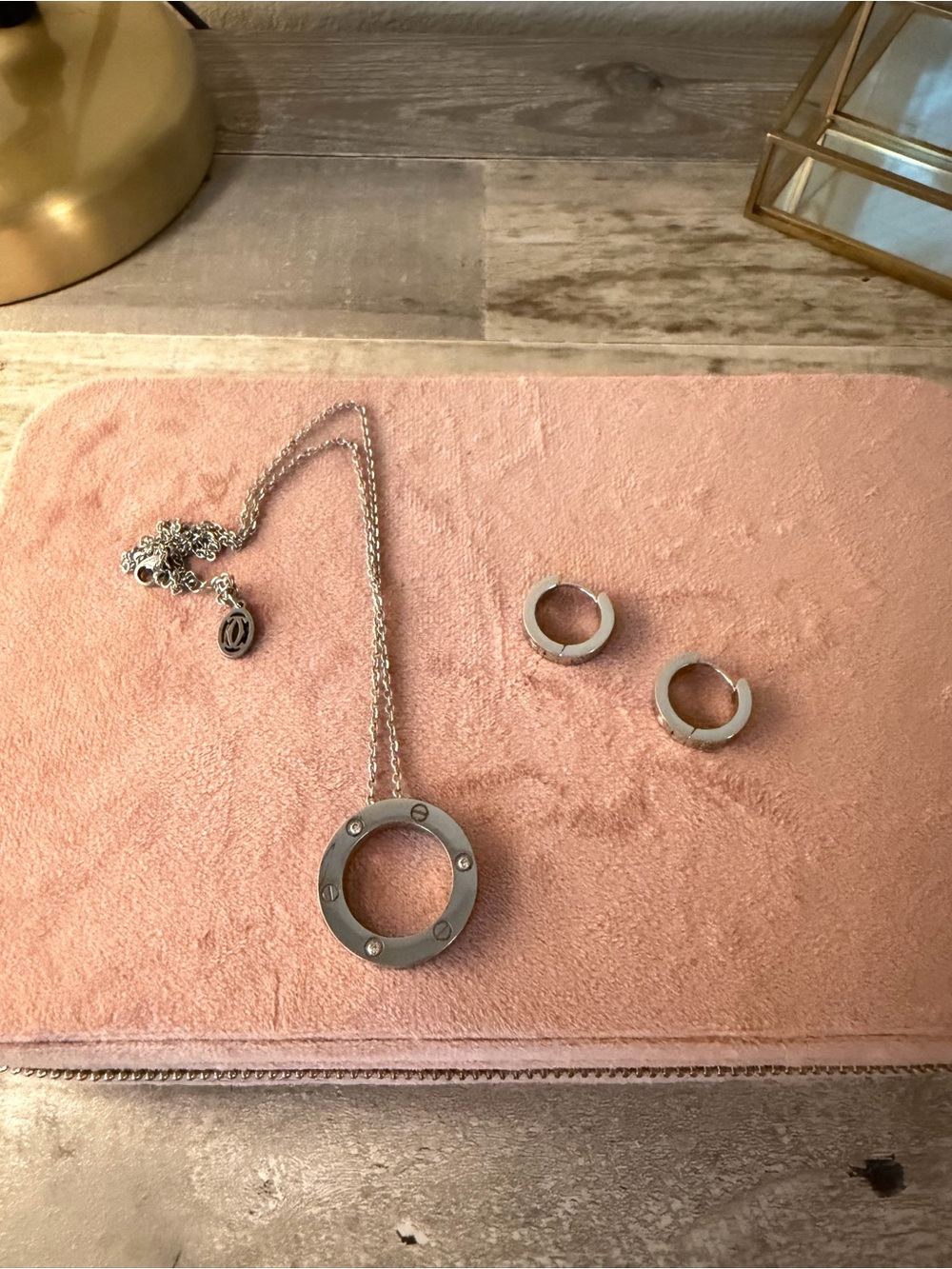 Stainless Steel LOVE Necklace with Matching Earrings